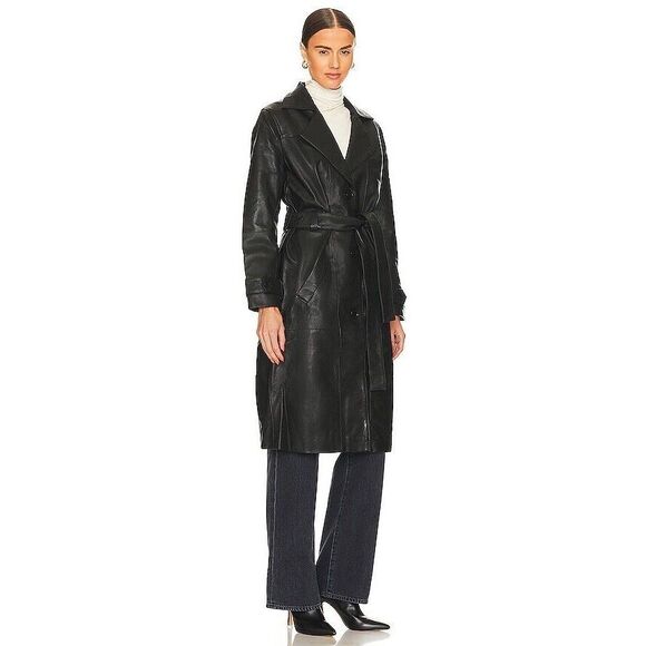 New Terra Leather Coat in Black Deadwood Size US 6 - Picture 3 of 12